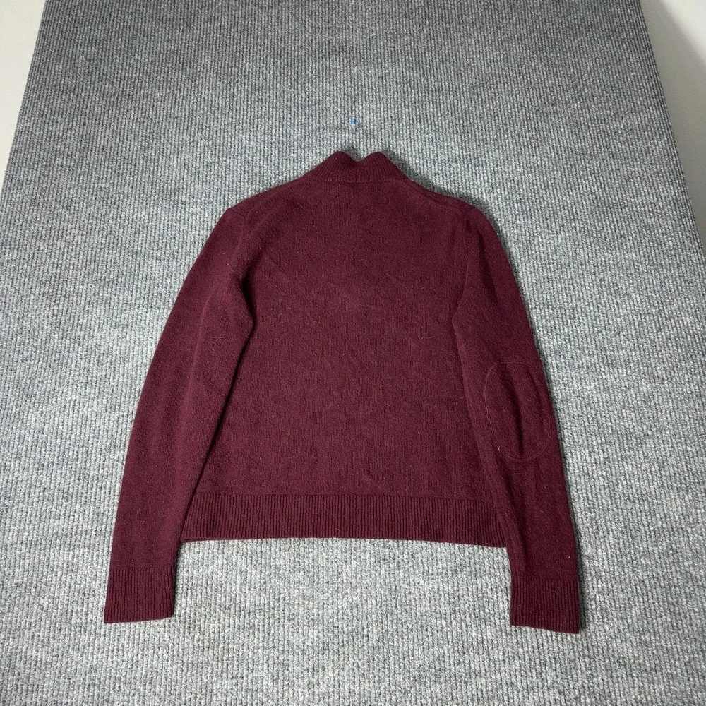 Banana Republic Sweater Mens S Burgundy Quarter Zip Merino Wool Elbow‎ Patches